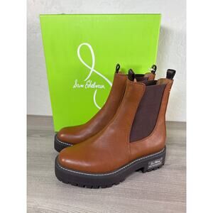 Sam Edelman Laguna Waterproof Leather Lug Sole Chelsea Boot Tawny Brown Size 6.5